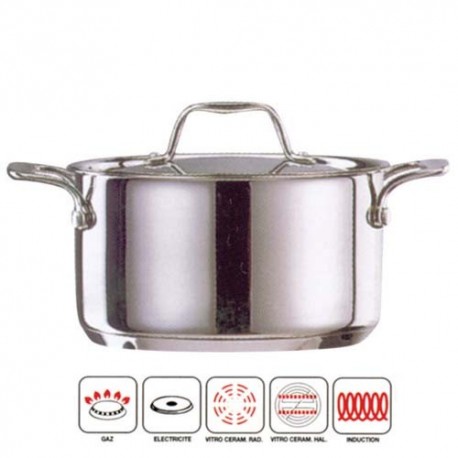 FAITOUT+COUVERC.INOX CHEF T/FEUX D.16 