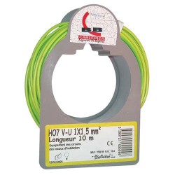 Cable h07vu 1x1.5 10m ja/vert bobinot