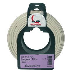 Cable tel 278 4p 10m ivoire bobinot