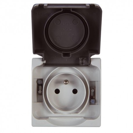 Prise 2p+t etanche gris ip55 829907