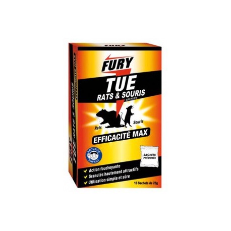 SACHET UNIDOSE RATS ET SOURIS 400G FURY